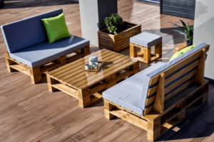 Meble z palet - Zestaw Ogrodowy CLASSIC 2 kanapy + stolik