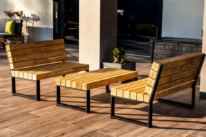 Zestaw mebli ogrodowych Loft - 2 Ławki + Stolik