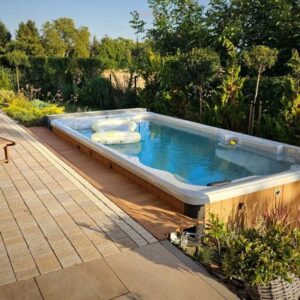 Basen ogrodowy wolnostojący 476x225x120 cm z hydromasażem – KONGO